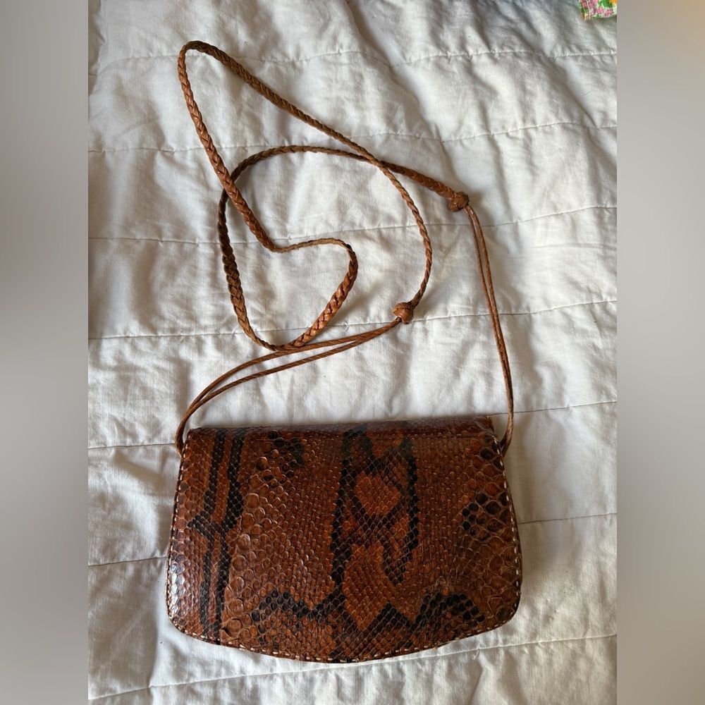 1970s Genuine Python Snakeskin Edgy Grunge Chic Handbag